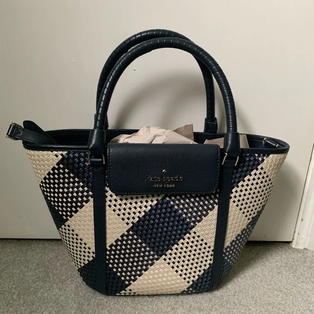 Kate spade cruise crossbody gingham tote - Picture 1 of 8